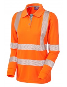 LeLeo Polyfield Ladies Coolviz-Plus Long Sleeve Polo - Orange